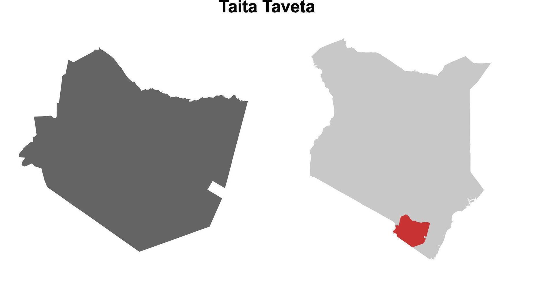 Taita Taveta county blank outline map set vector