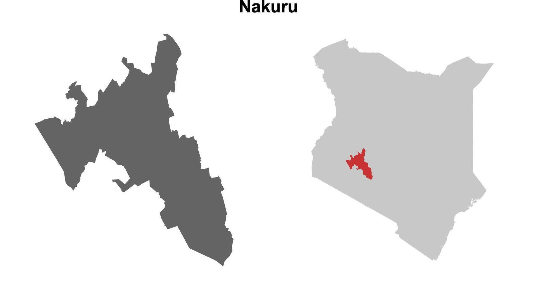 Nakuru county blank outline map set vector