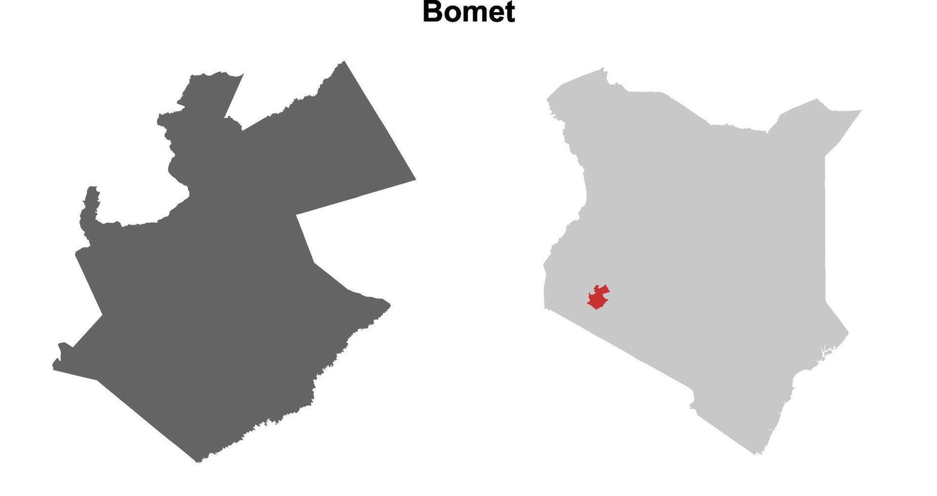 Bomet county blank outline map set vector