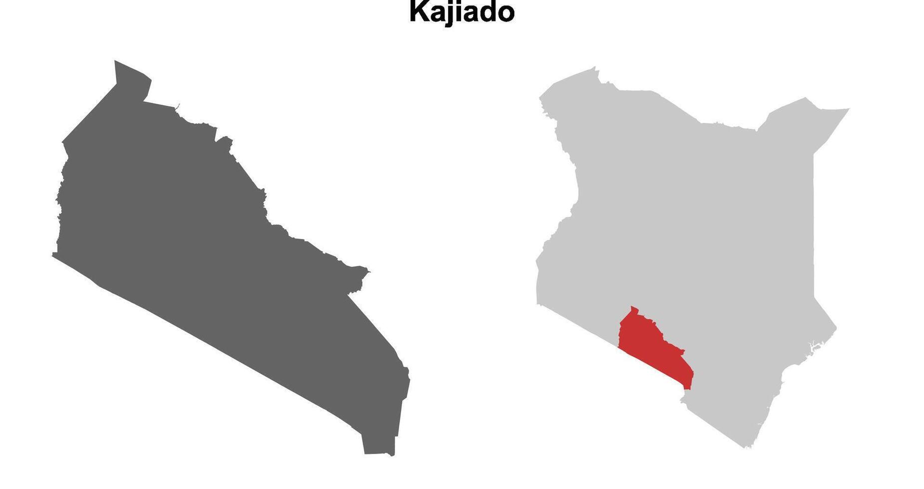 Kajiado county blank outline map set vector