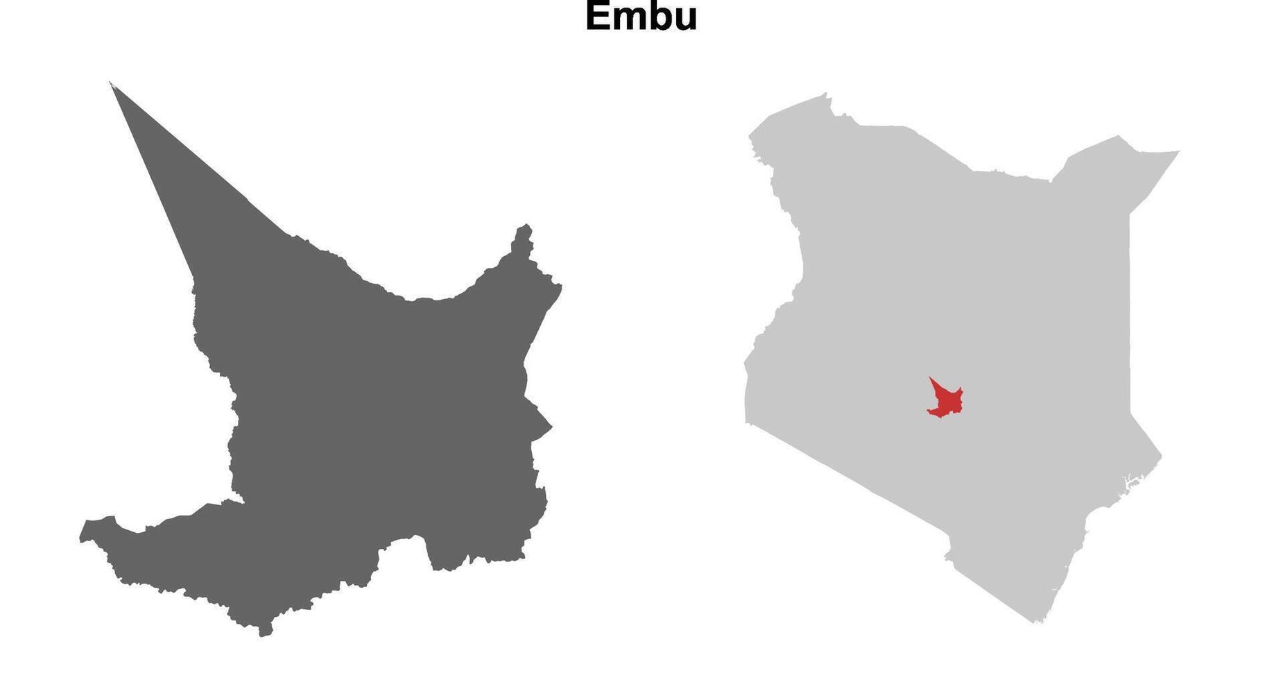 Embu county blank outline map set vector