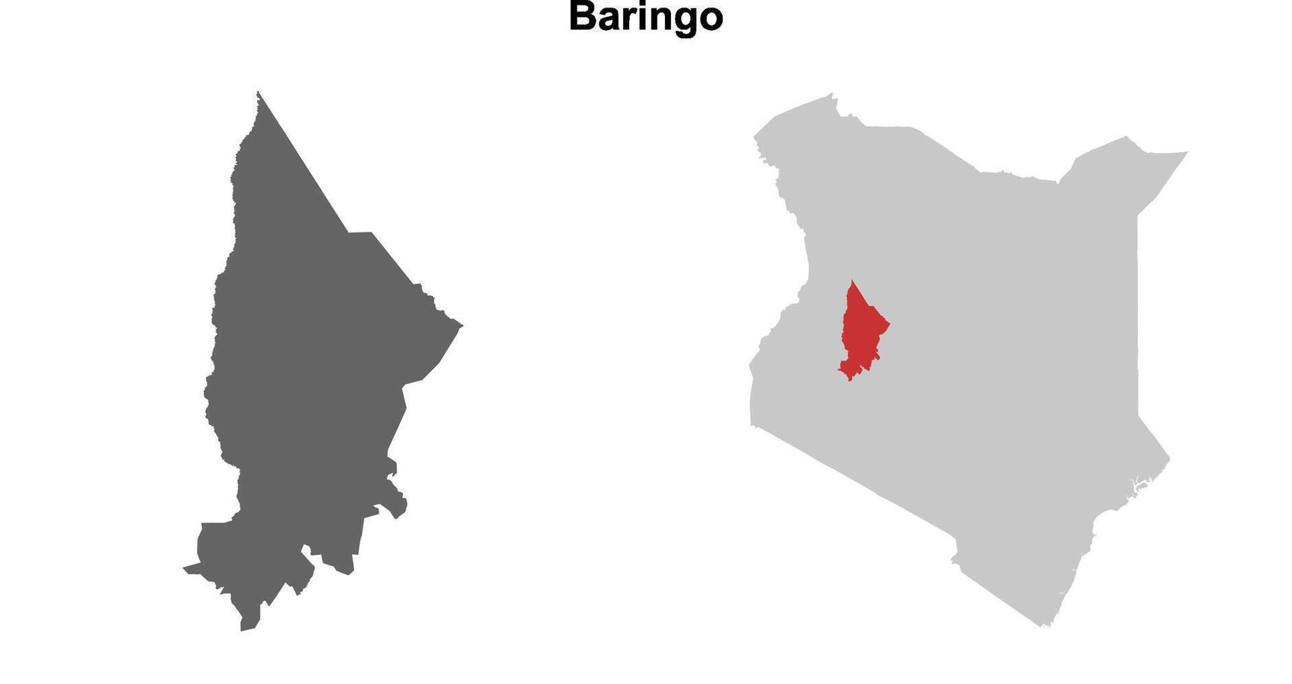 Baringo county blank outline map set vector
