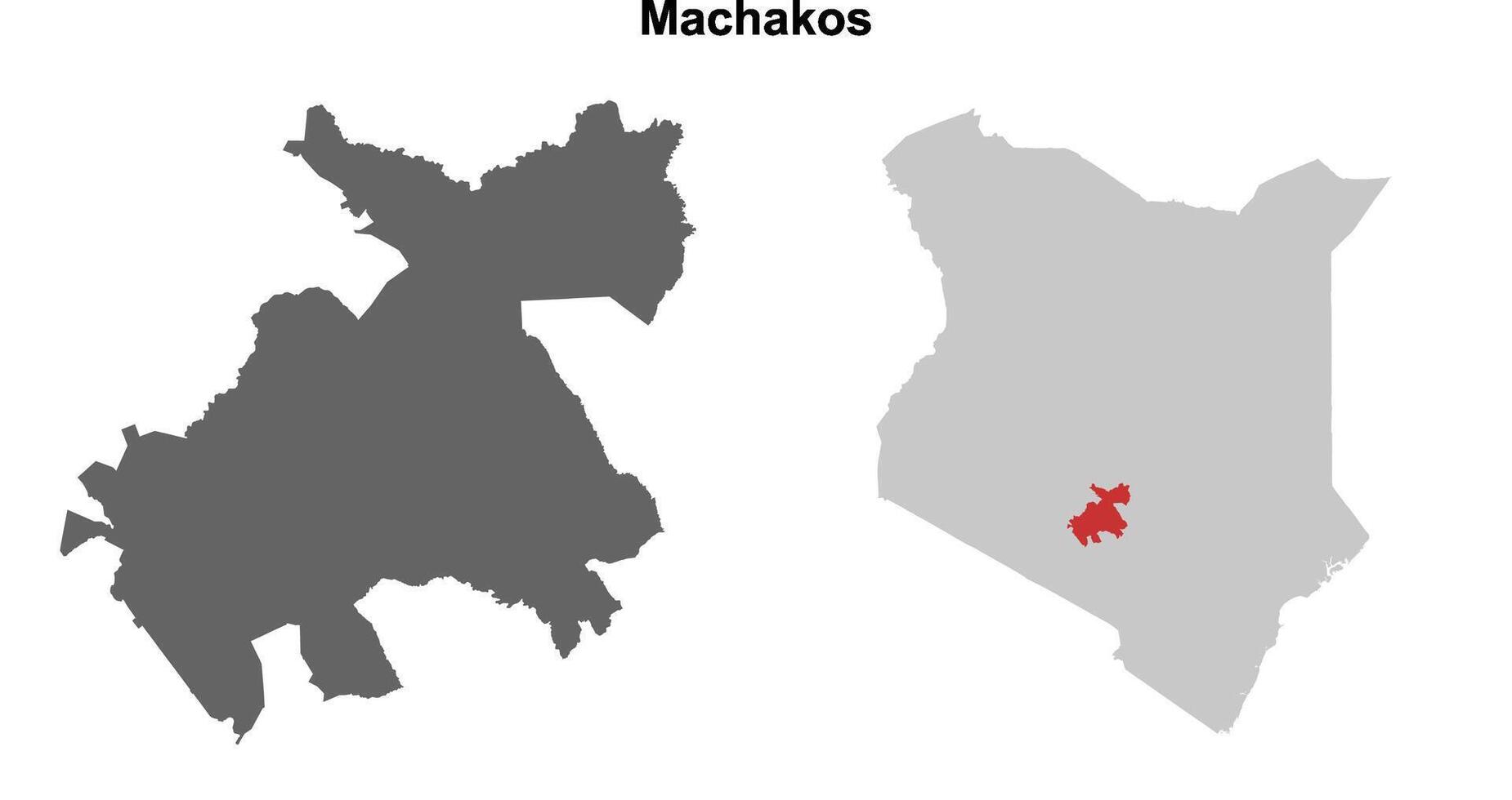 Machakos county blank outline map set vector
