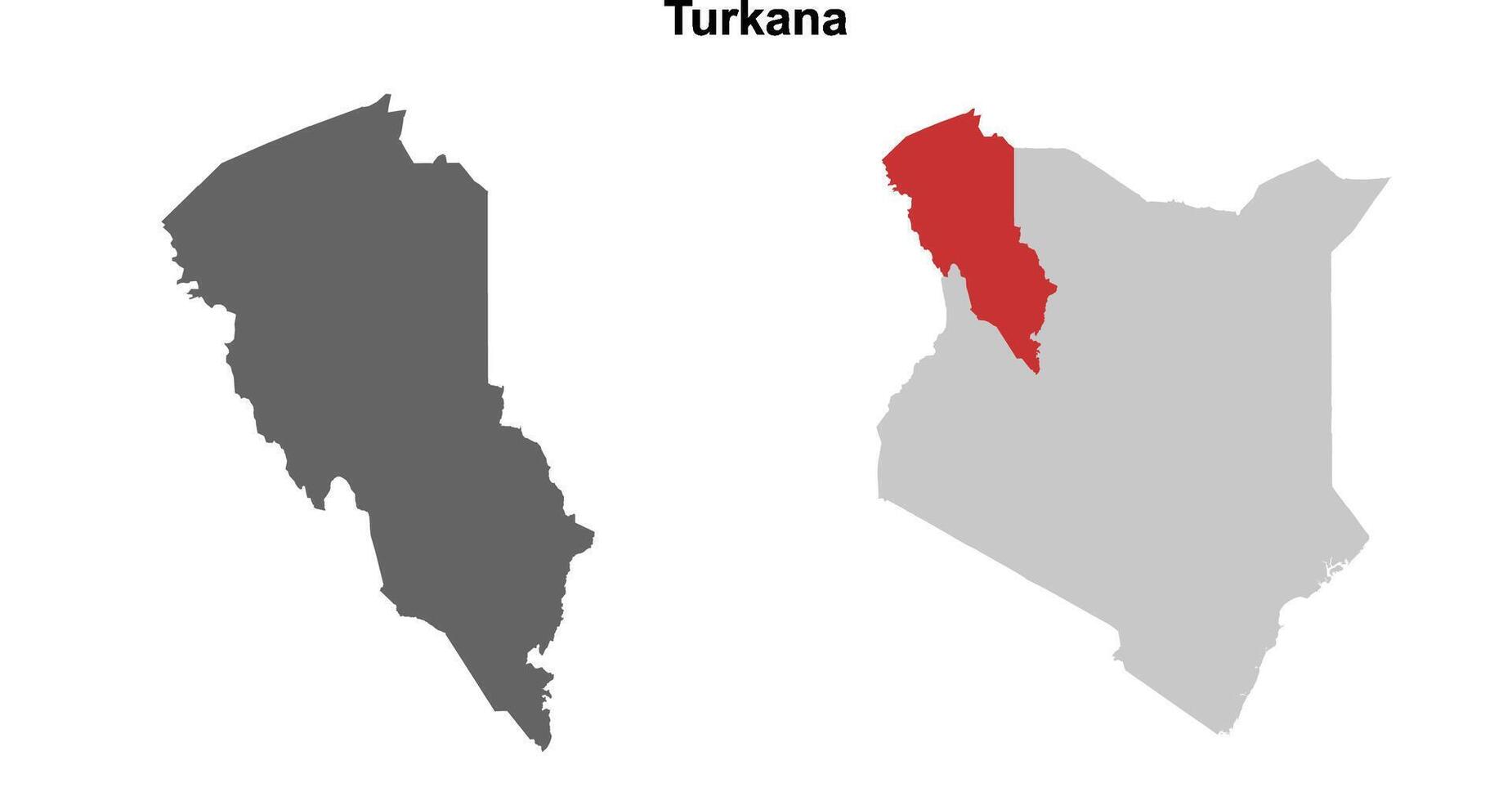 Turkana county blank outline map set vector