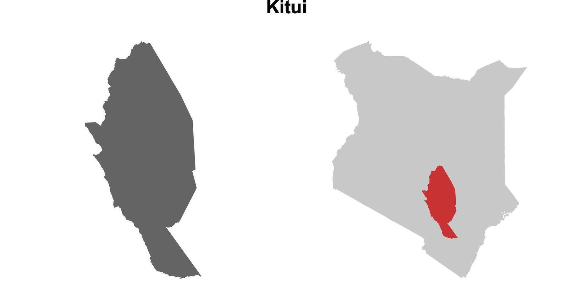 Kitui county blank outline map set vector
