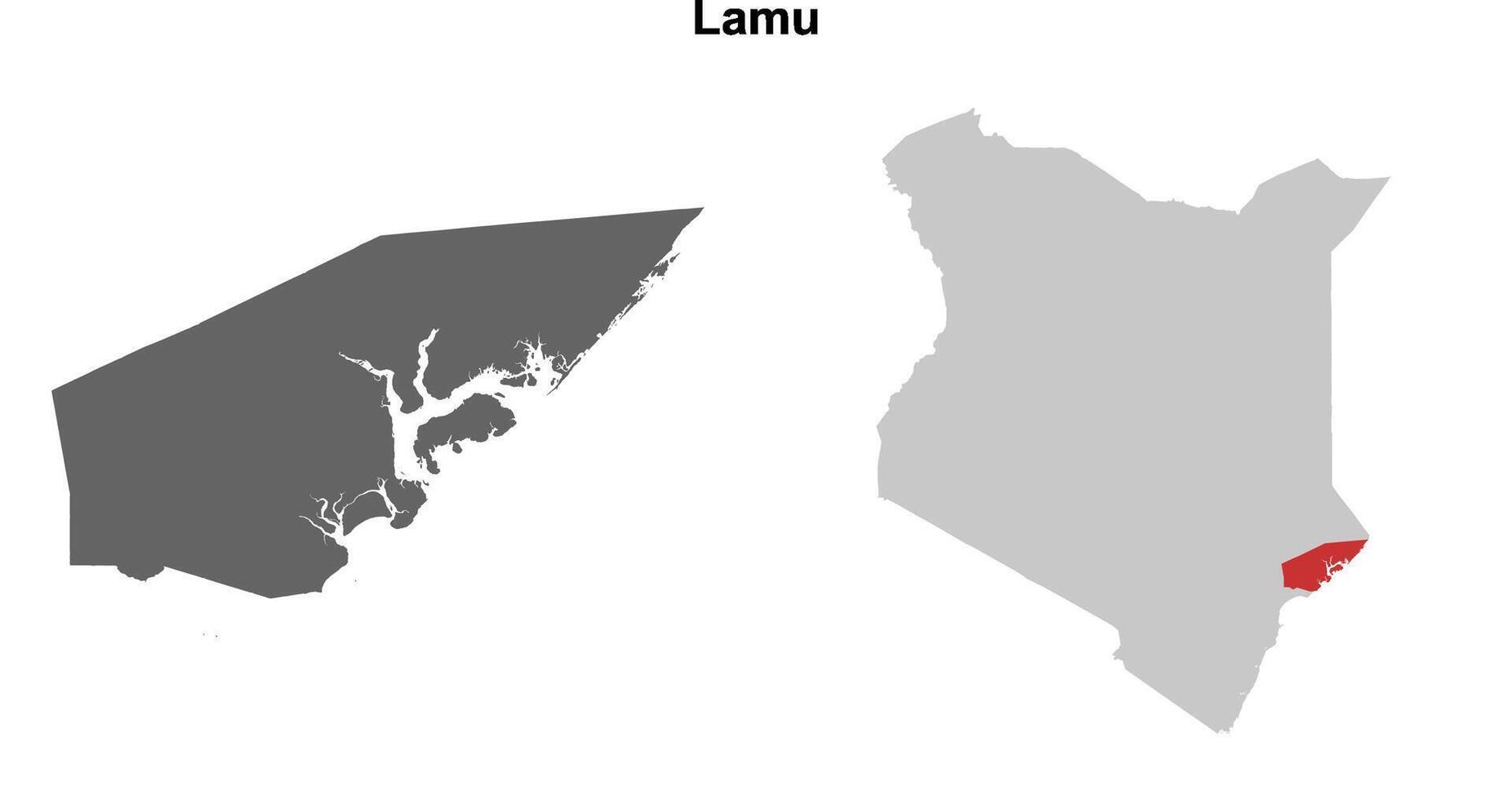 Lamu county blank outline map set vector