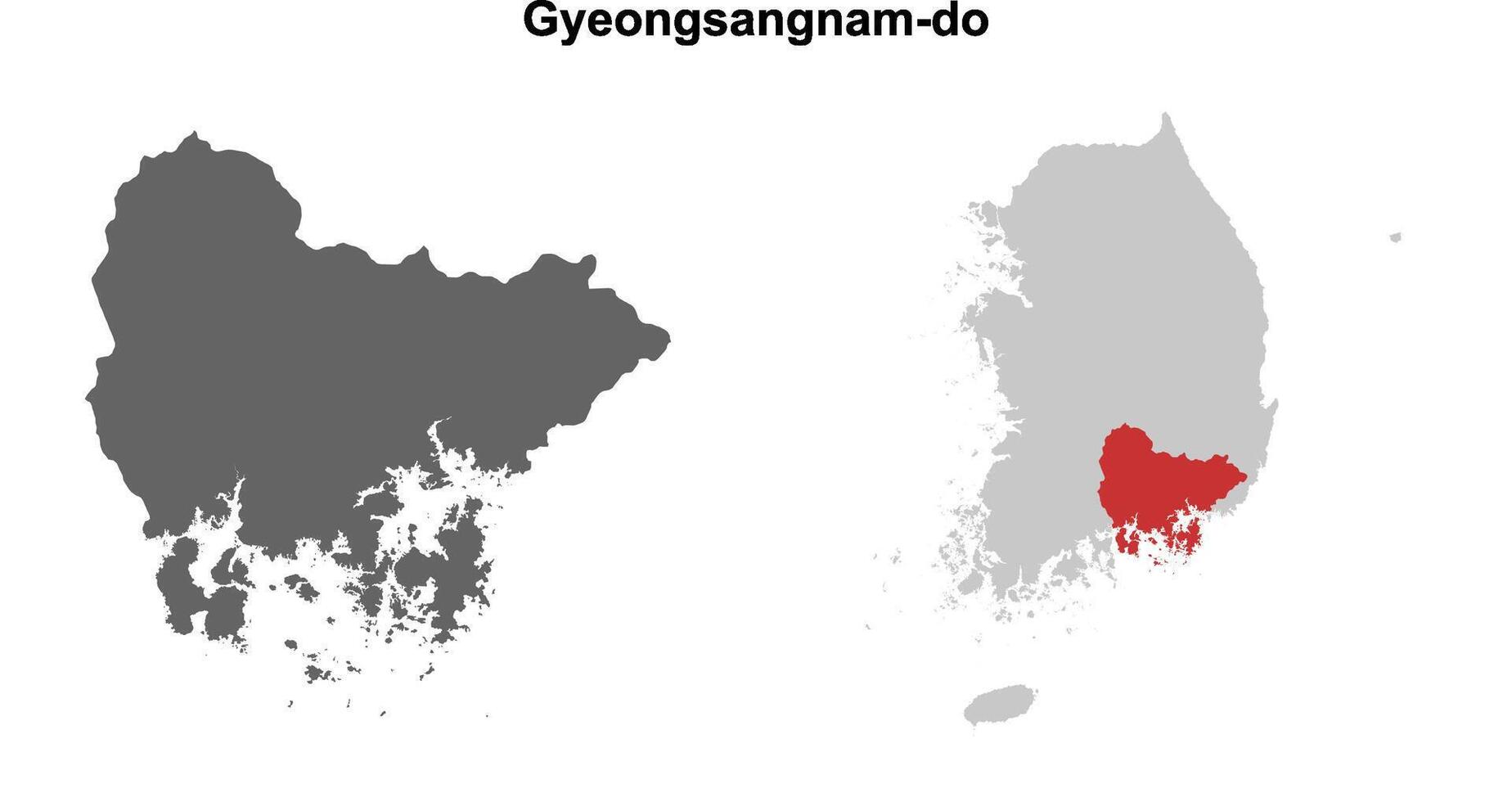 Gyeongsangnam-do province blank outline map set vector