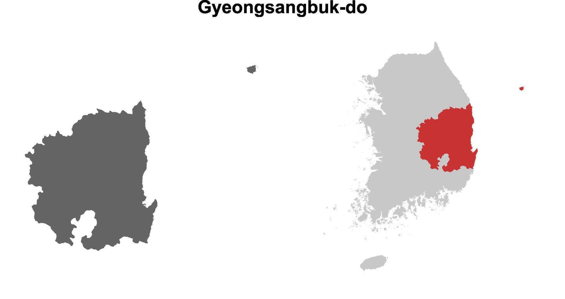 Gyeongsangbuk-do province blank outline map set vector