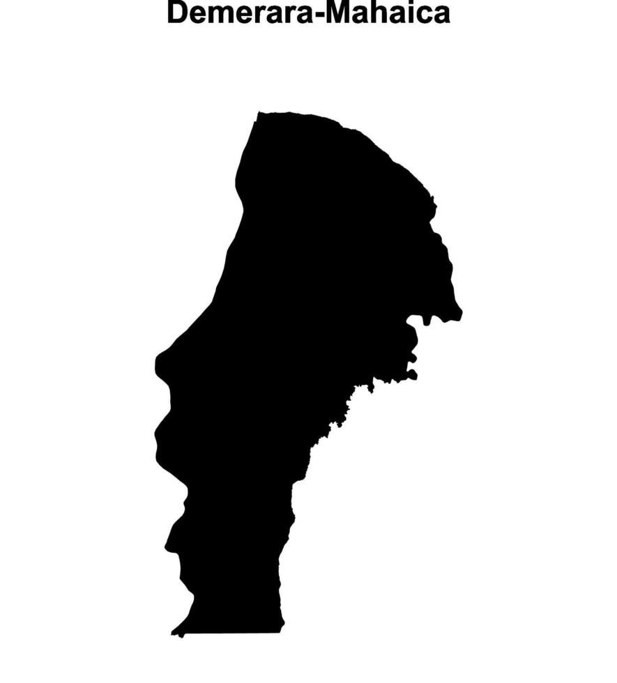 Demerara-Mahaica region blank outline map vector