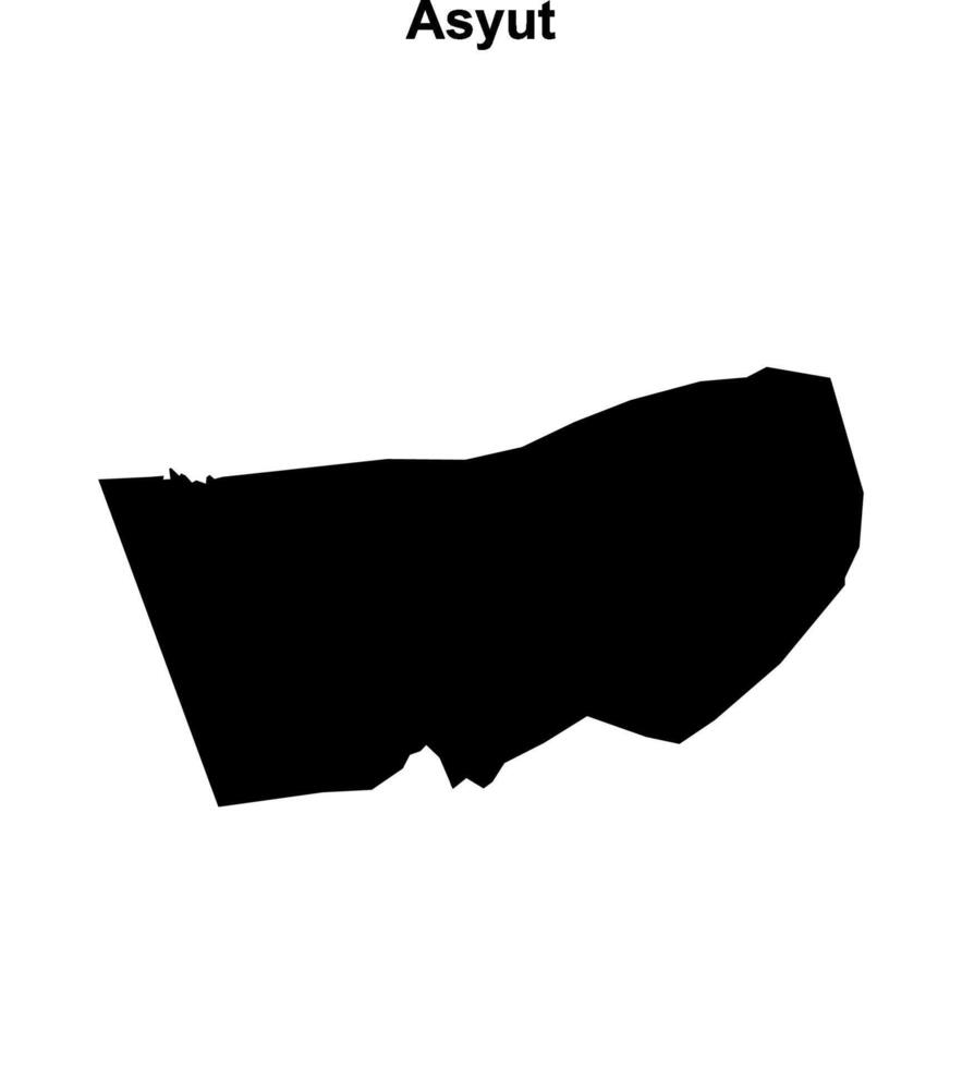 Asyut governorate blank outline map vector