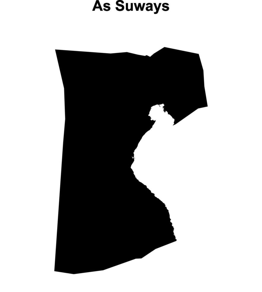 As Suways governorate blank outline map vector