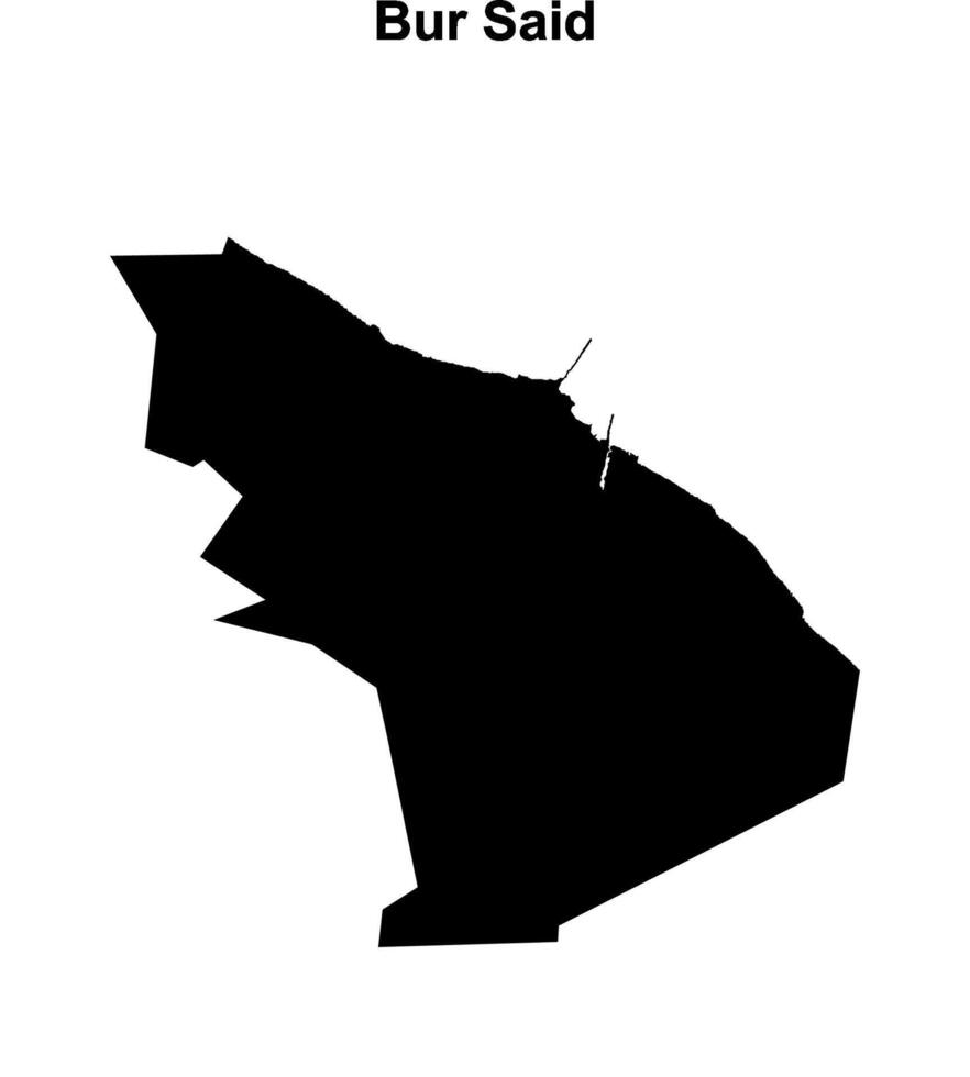 Bur Said governorate blank outline map vector