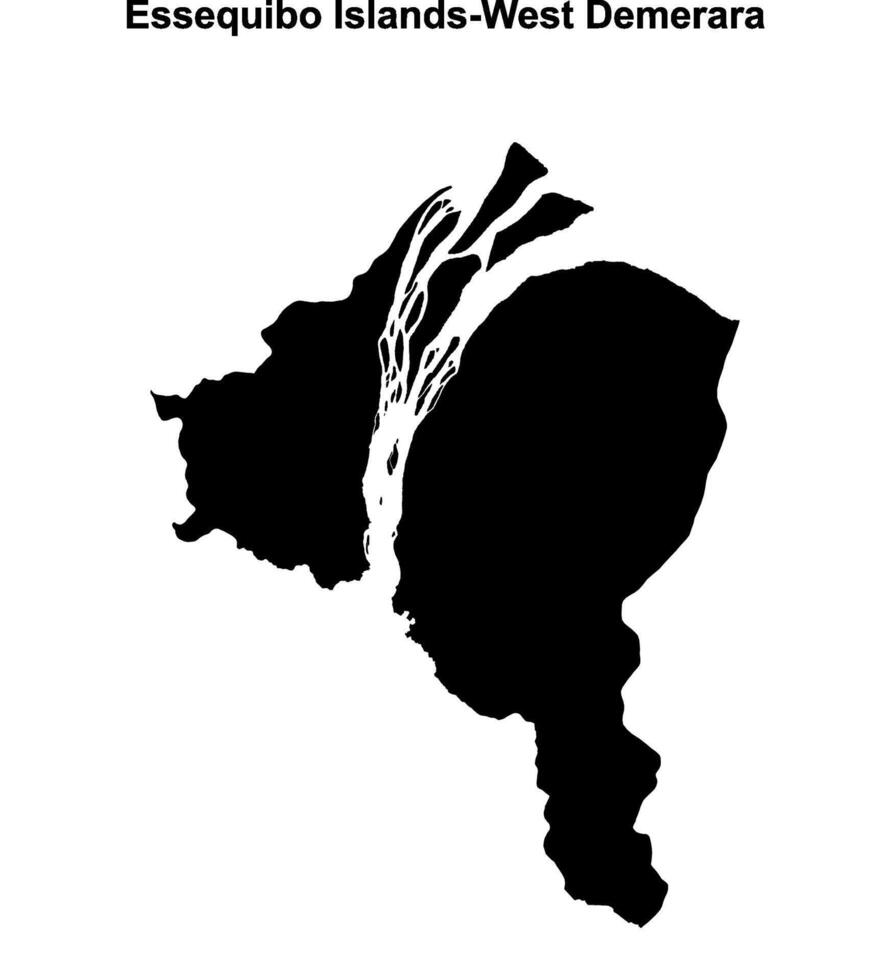 Essequibo Islands-West Demerara region blank outline map vector