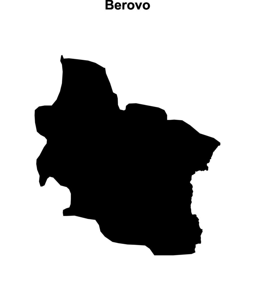 Berovo municipality blank outline map vector