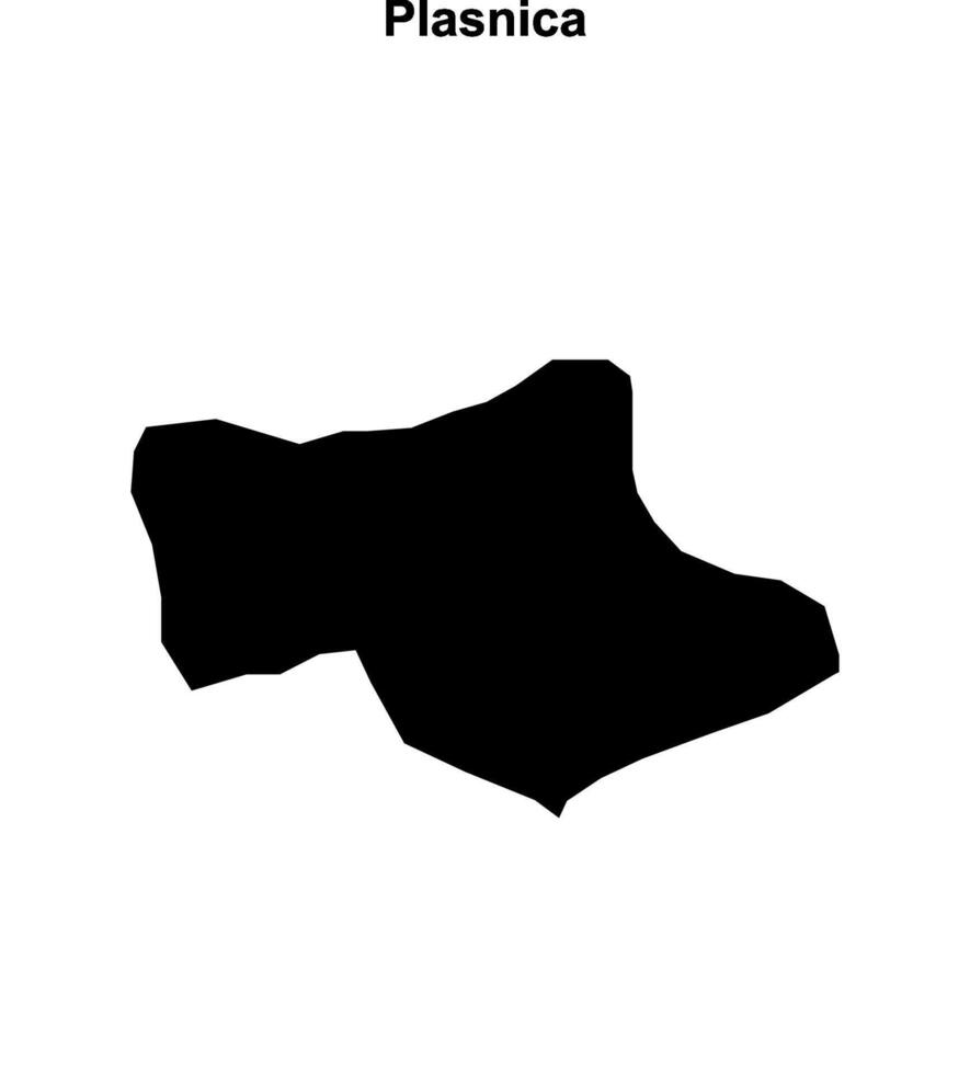 Plasnica municipality blank outline map vector