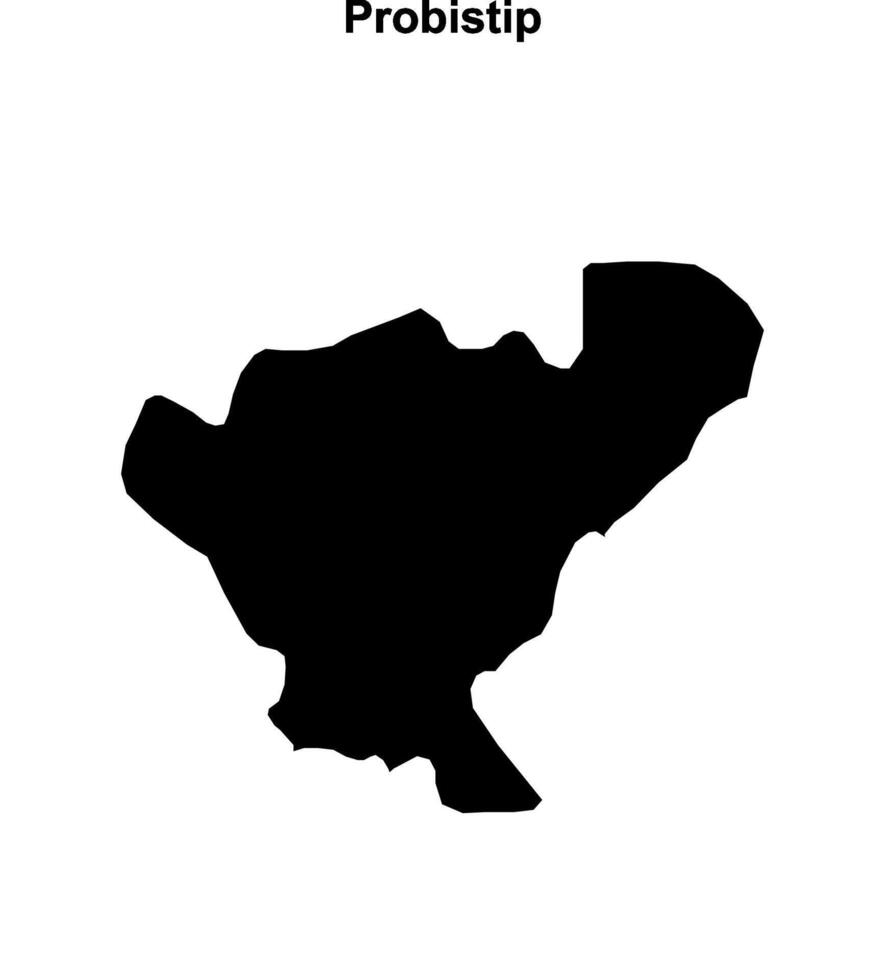 Probistip municipality blank outline map vector