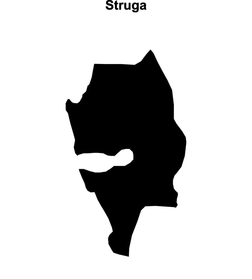 Struga municipality blank outline map vector