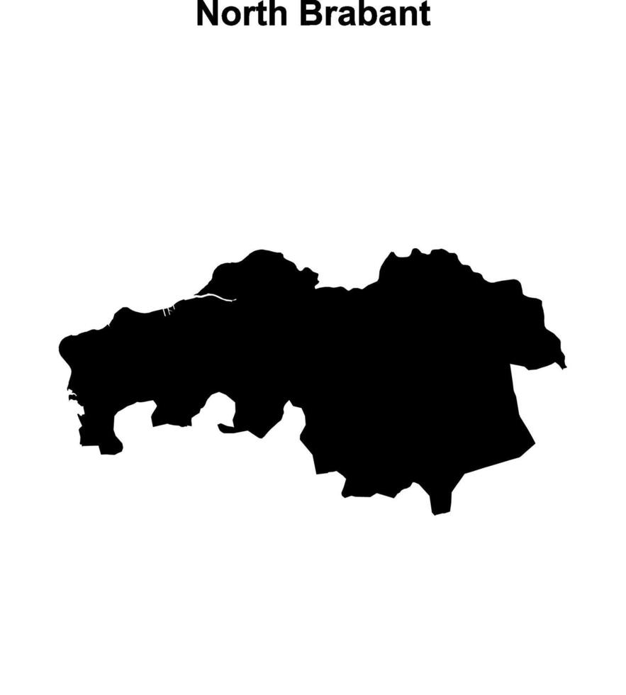 North Brabant province outline map vector