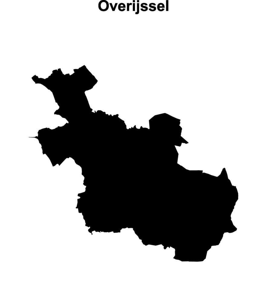 Overijssel province outline map vector