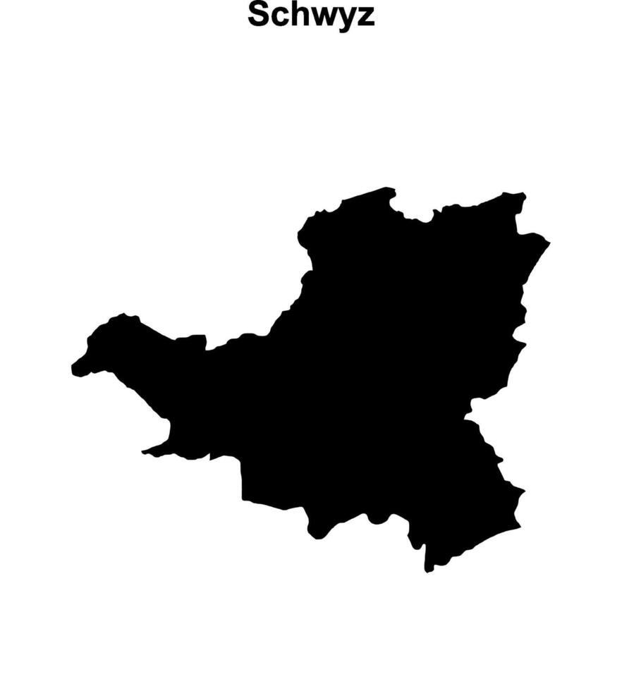 Schwyz canton blank outline map vector
