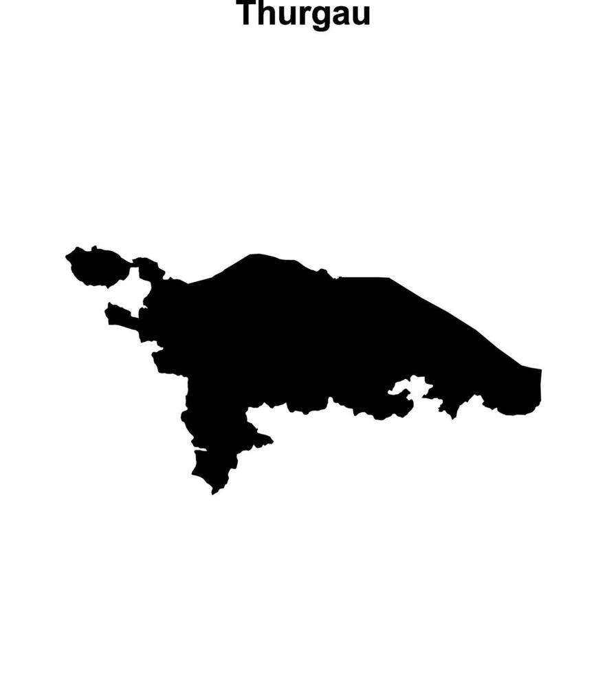 Thurgau canton blank outline map vector