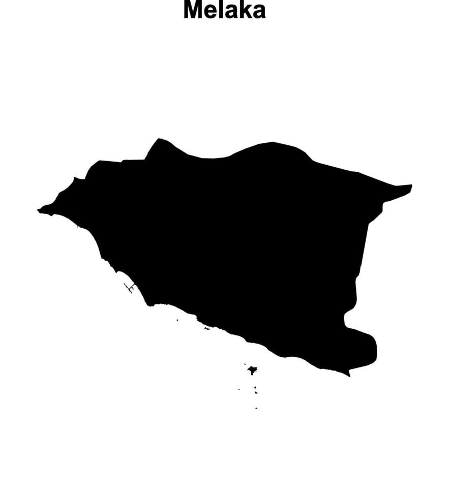 Melaka state blank outline map vector