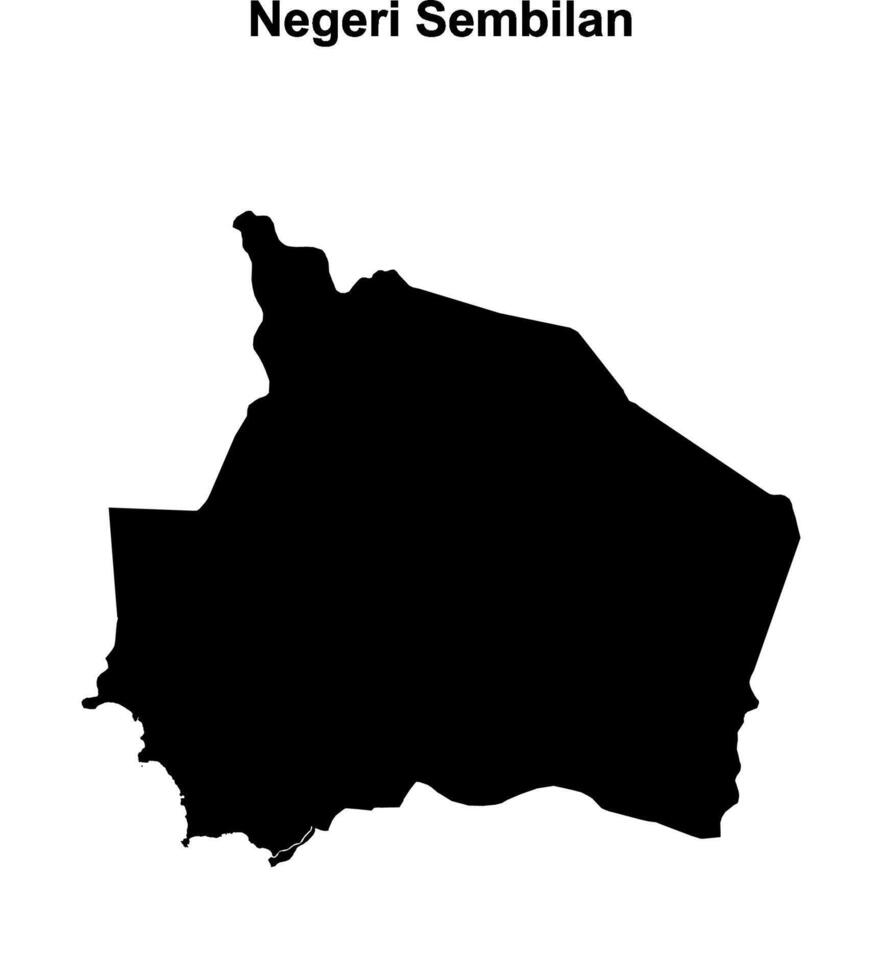 Negeri Sembilan state blank outline map vector