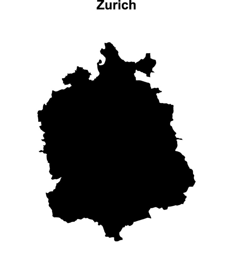 Zurich canton blank outline map vector