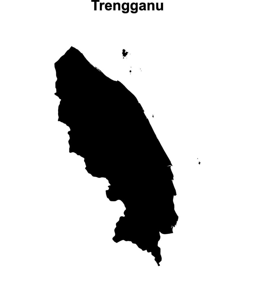Trengganu state blank outline map vector
