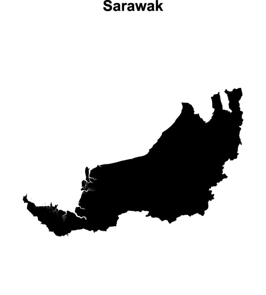 Sarawak state blank outline map vector