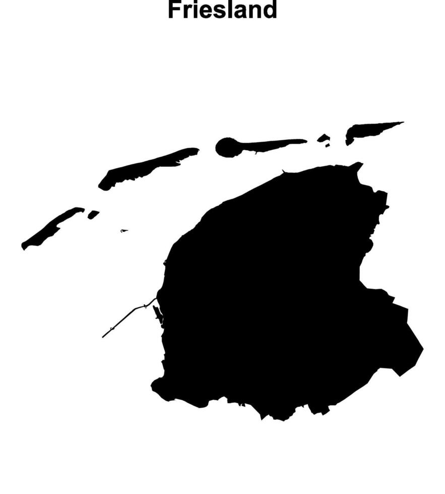 Friesland province outline map vector