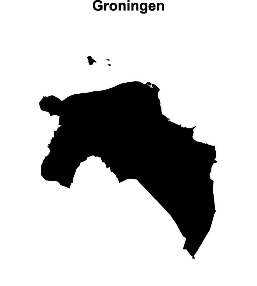 Groningen province outline map vector