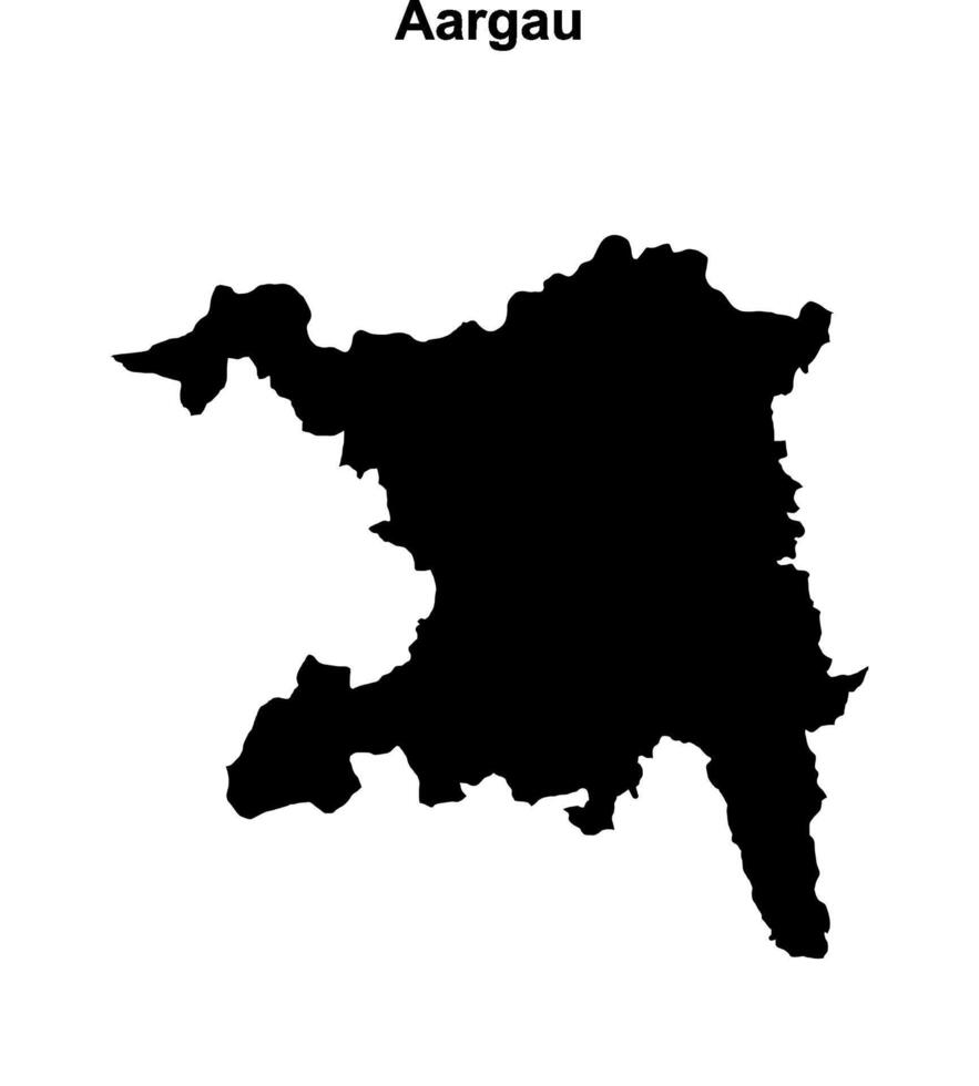 Aargau canton blank outline map vector
