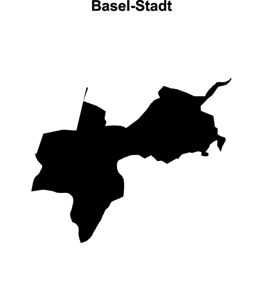 Basel-Stadt canton blank outline map vector
