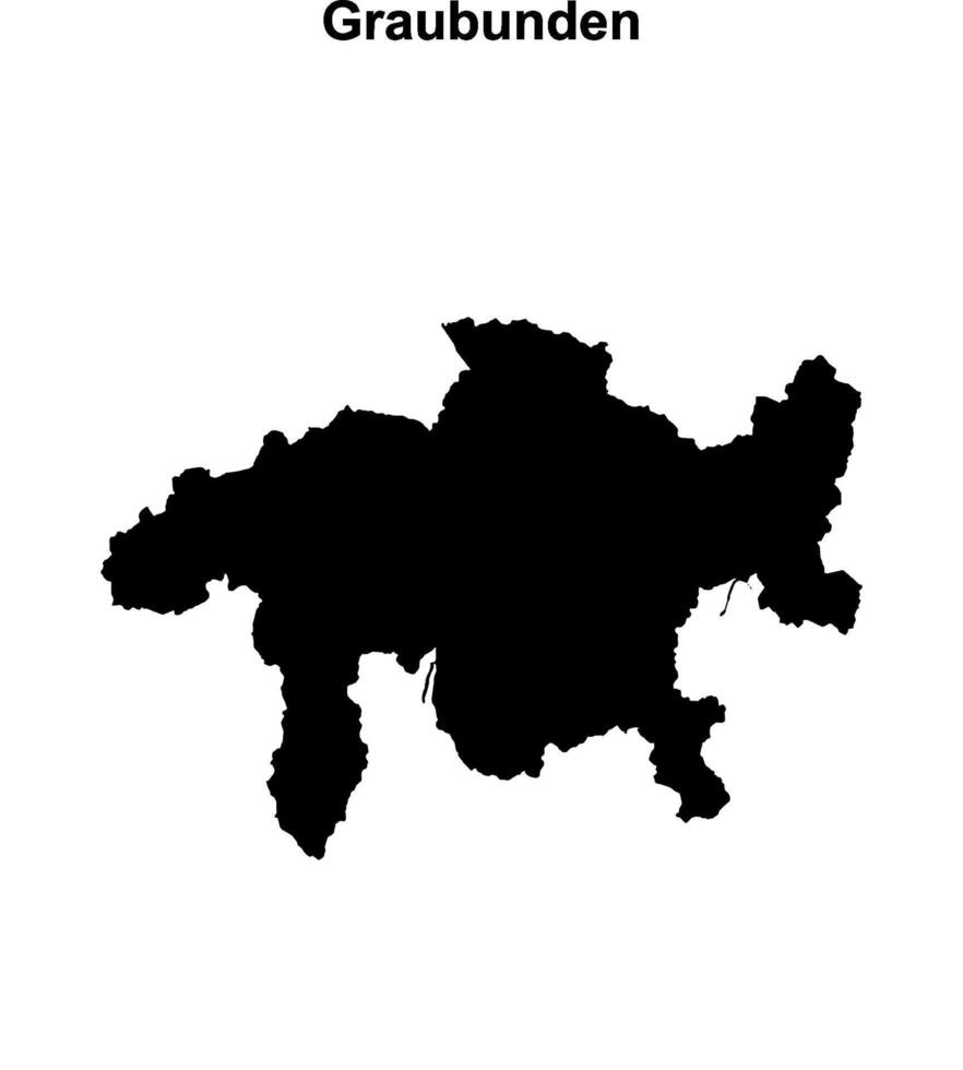 Graubunden canton blank outline map vector