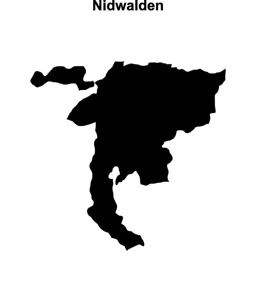 Nidwalden canton blank outline map vector