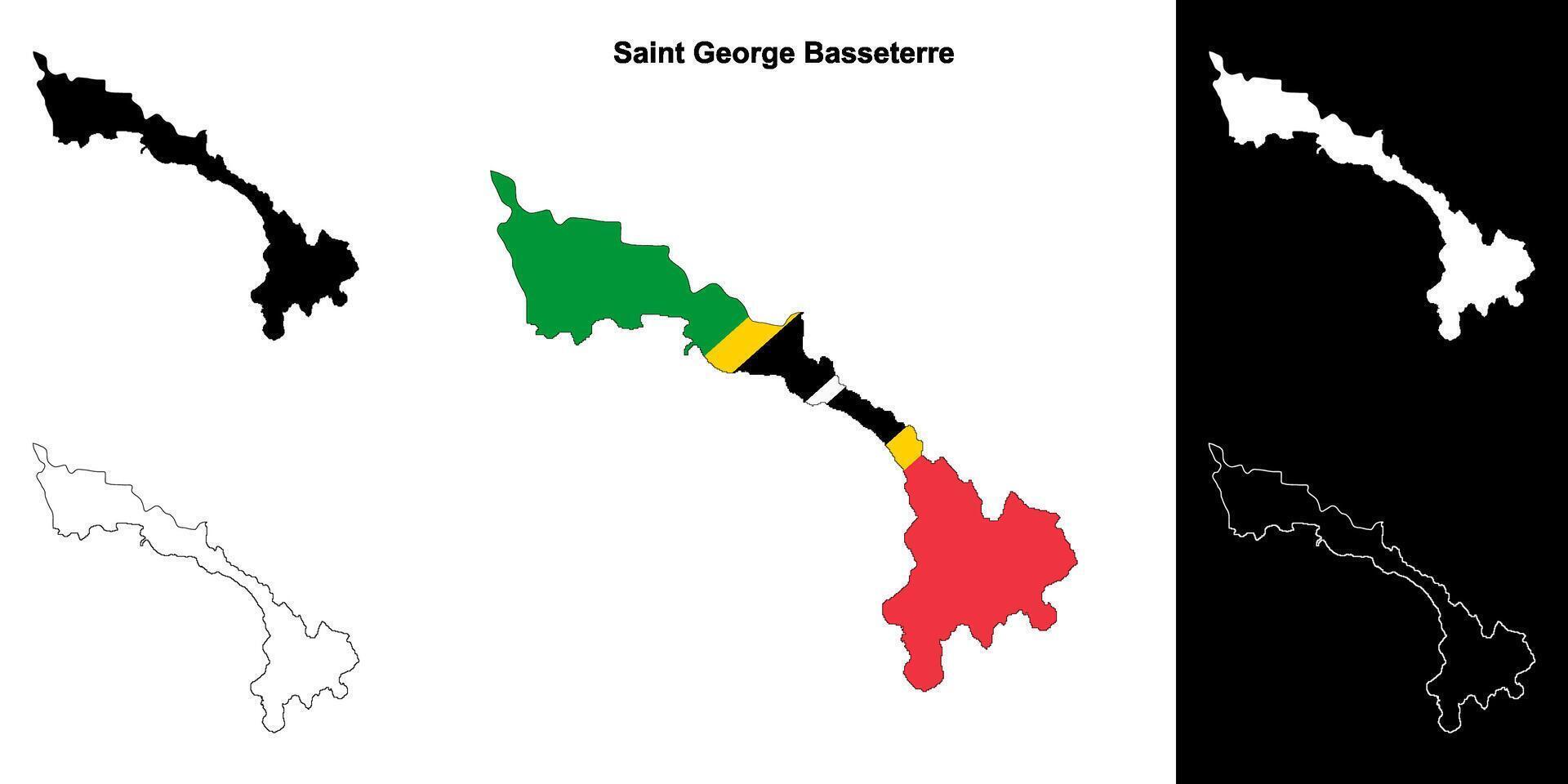 Saint George Basseterre parish outline map set vector