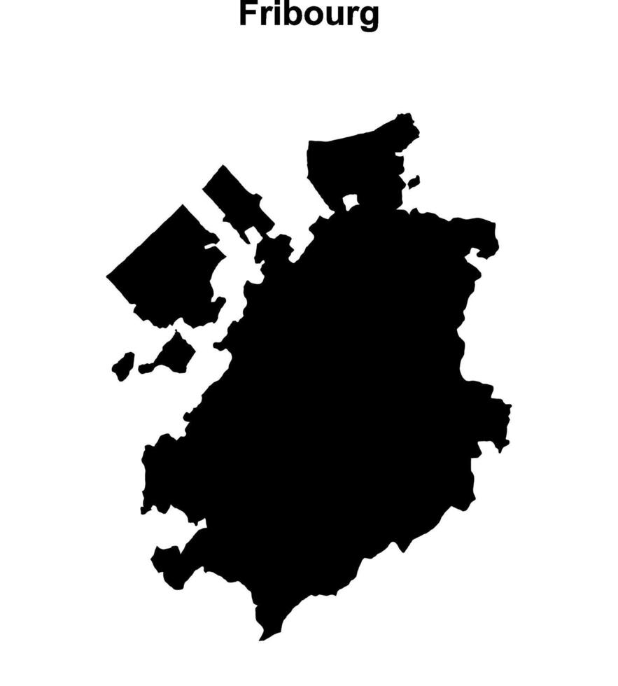 Fribourg canton blank outline map vector