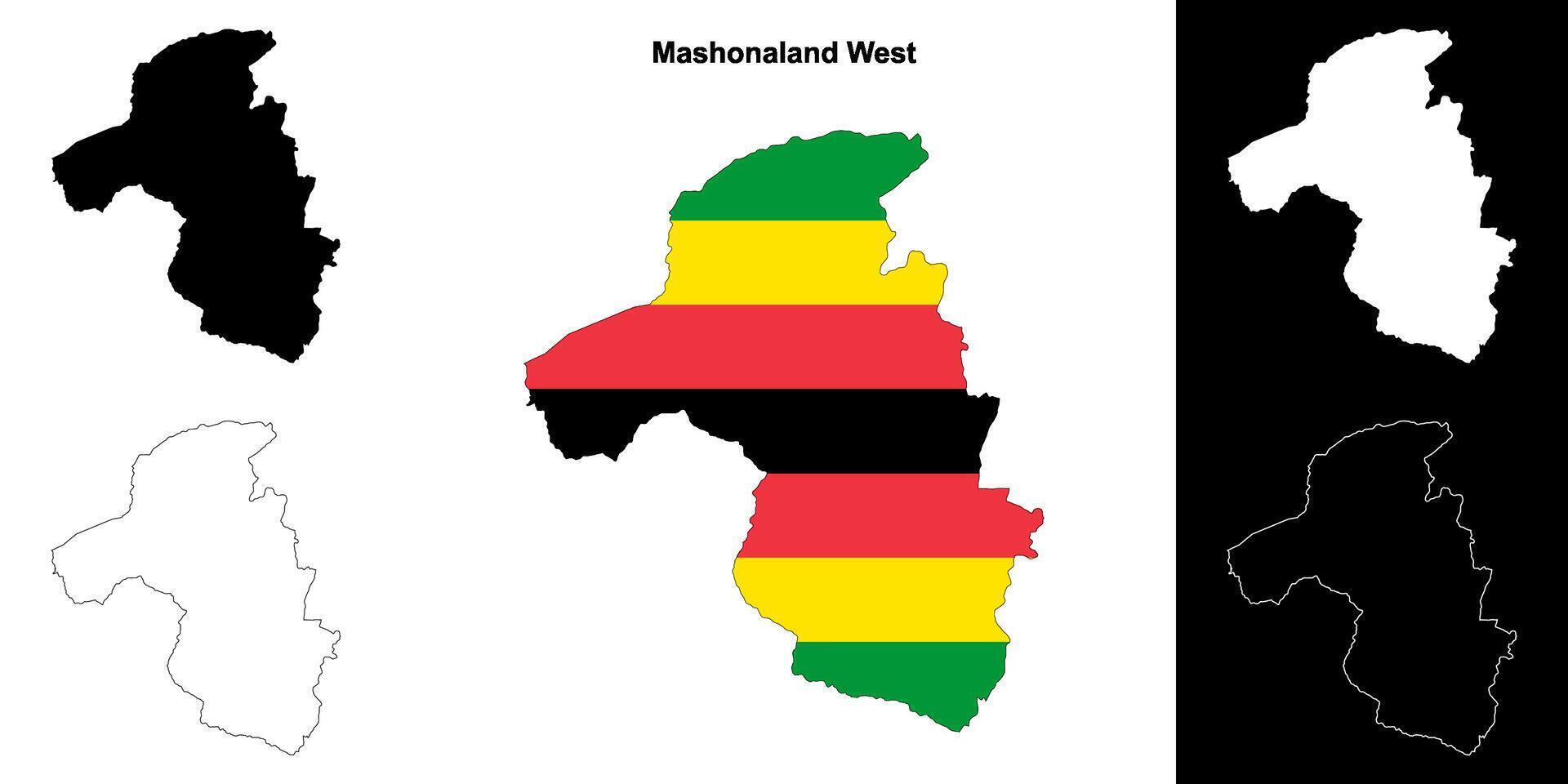 Mashonaland West province outline map set vector