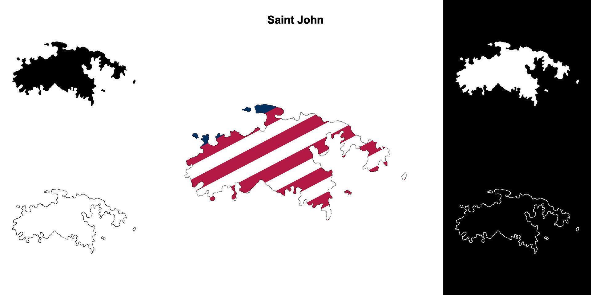 Saint John district outline map set vector