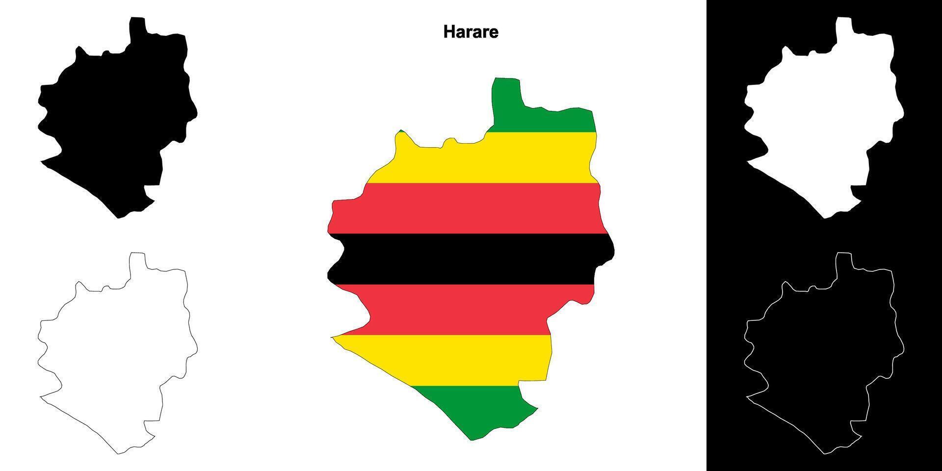 Harare province outline map set vector