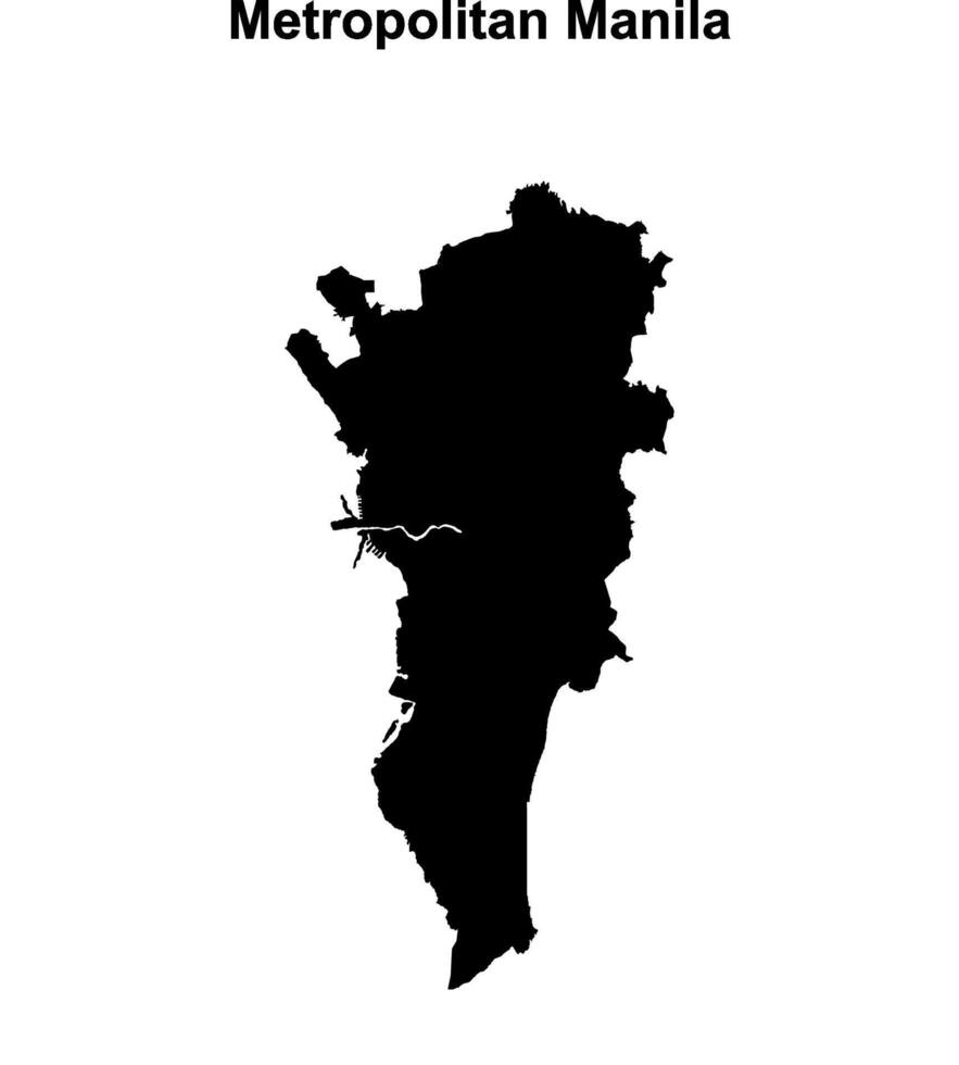Metropolitan Manila province blank outline map vector