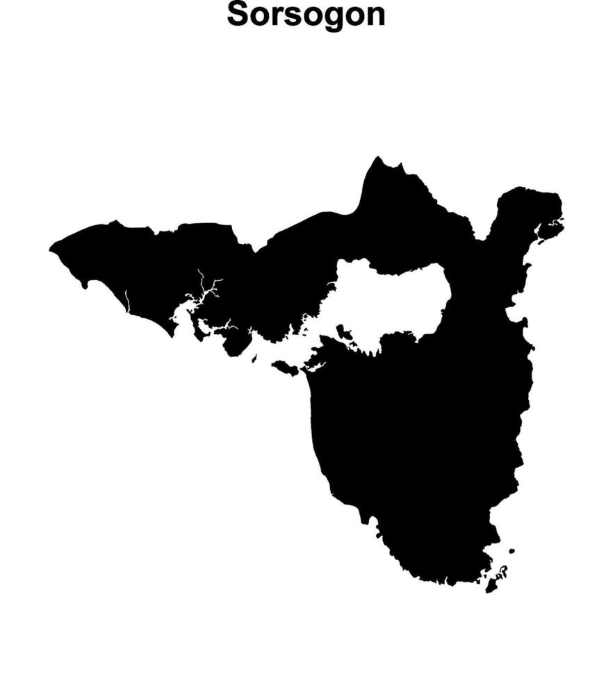 Sorsogon province blank outline map vector
