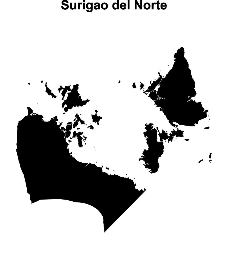 Surigao del Norte province blank outline map vector