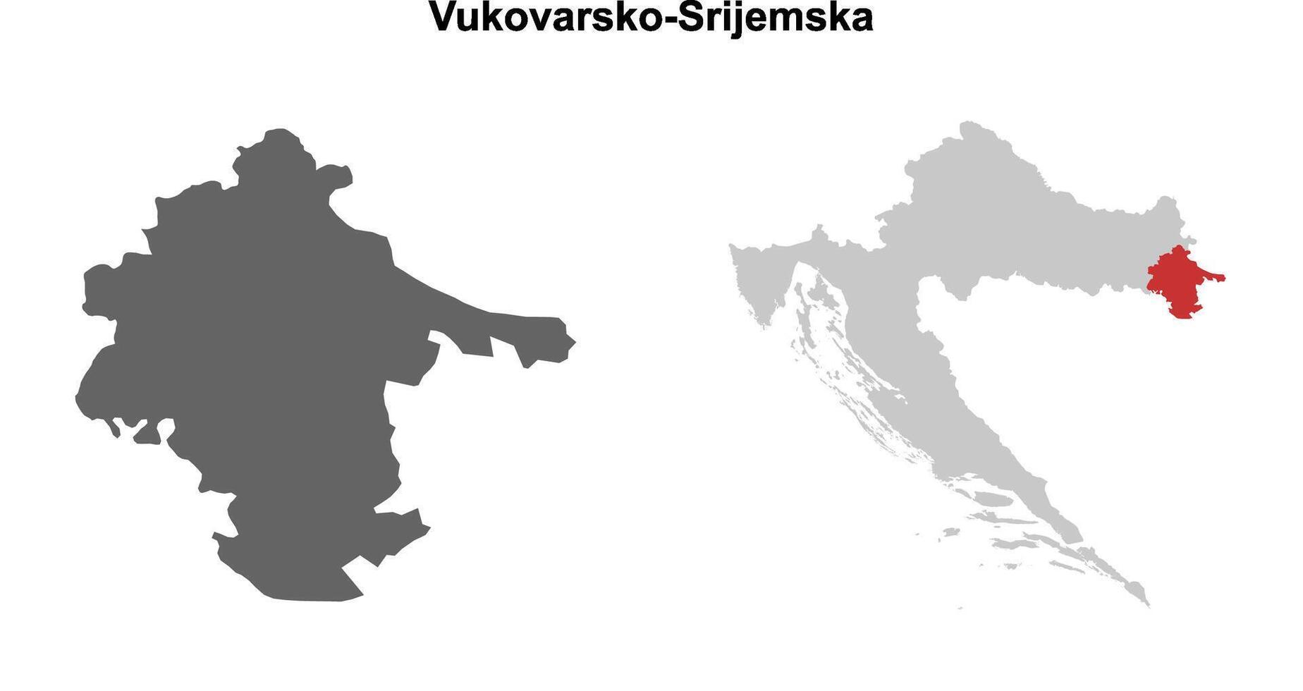 Vukovarsko-Srijemska county blank outline map set vector