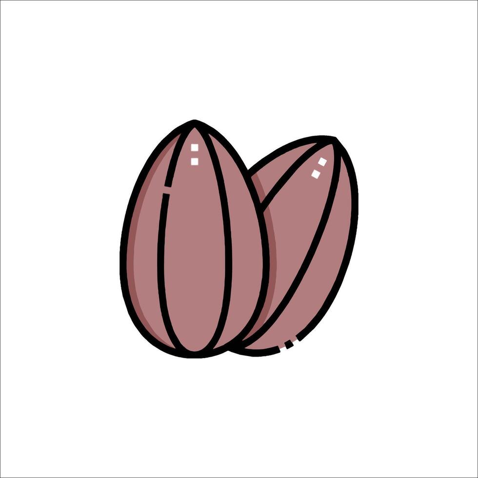 Two almond nuts icon on white background vector