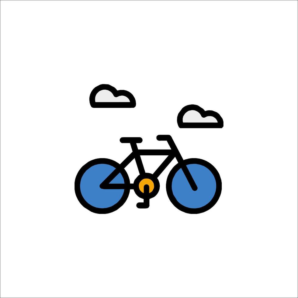 A bicycle icon with clouds and a blue sky vector