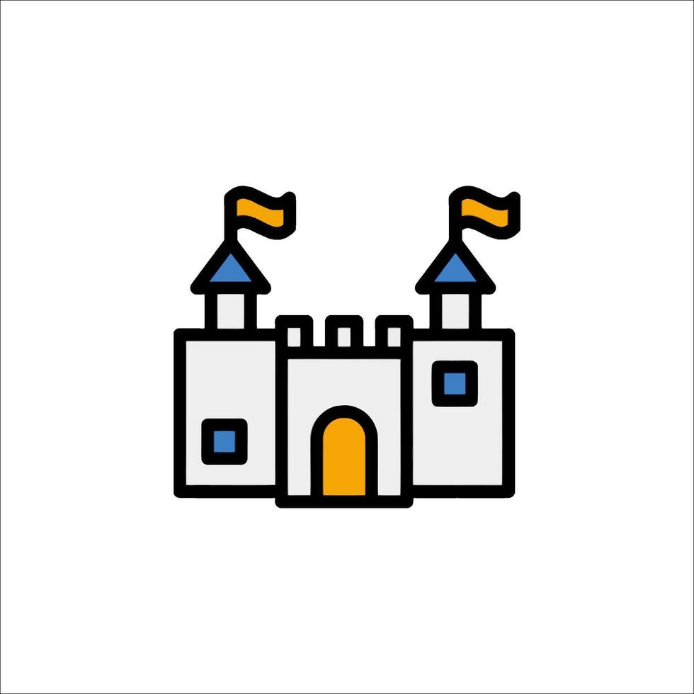 A castle icon with two flags on top vector