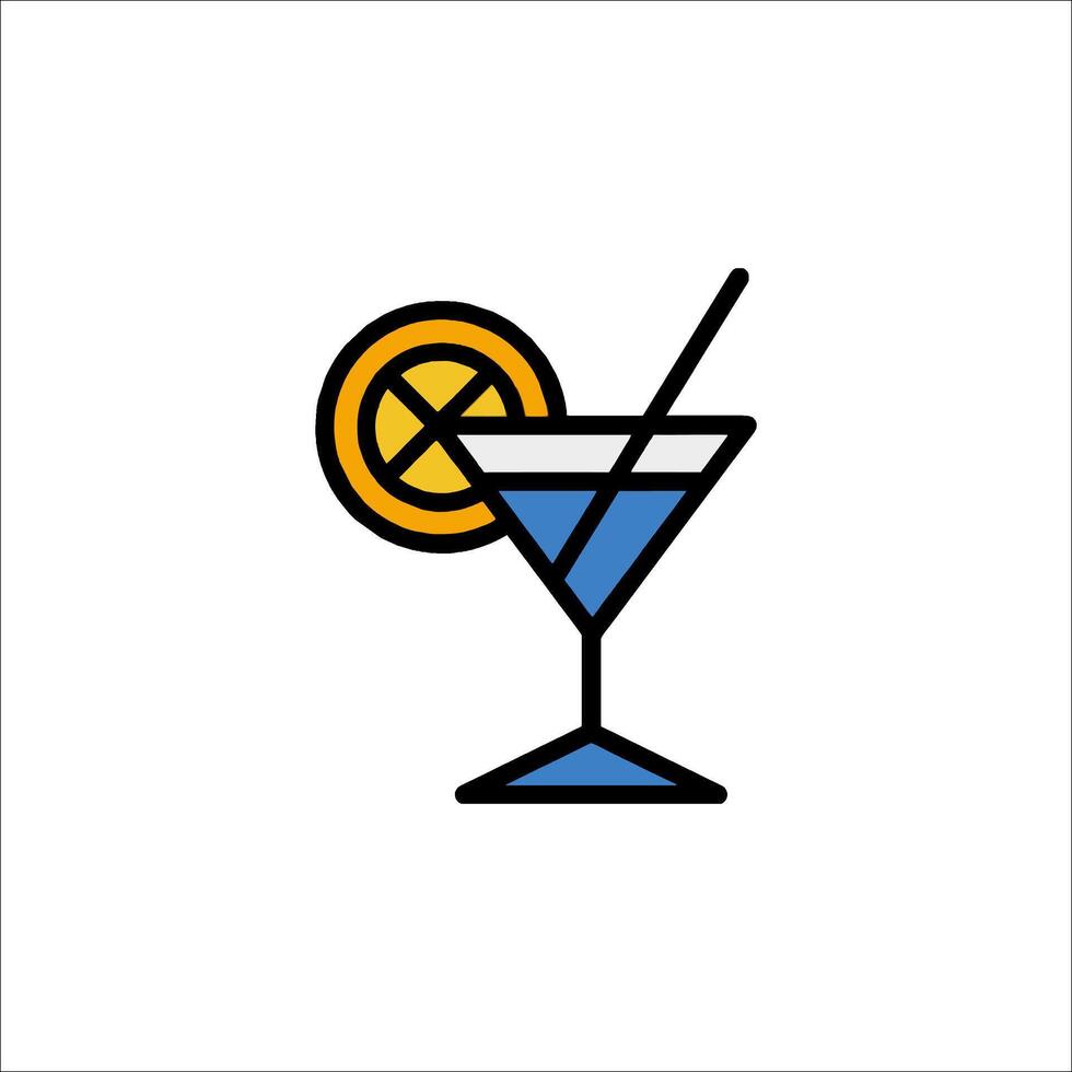 A cocktail with a slice of lemon in the glass vector