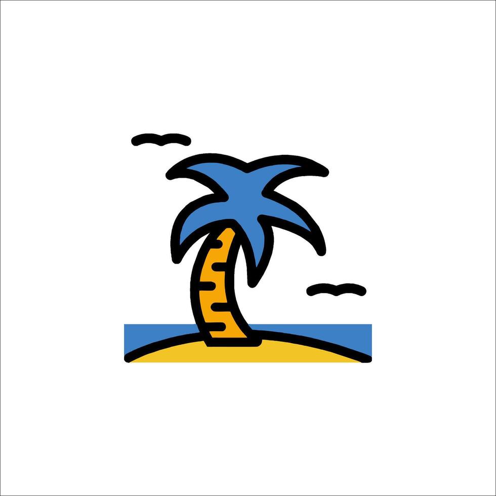 A palm tree on the beach with a blue sky vector